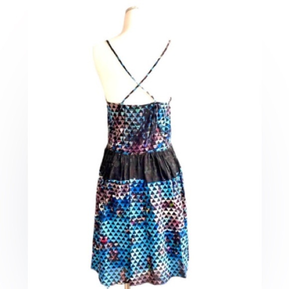Proenza Schouler Silk Cami Mini Dress Abstract Geometric Multicolor 4 Snap Front - Picture 2 of 16